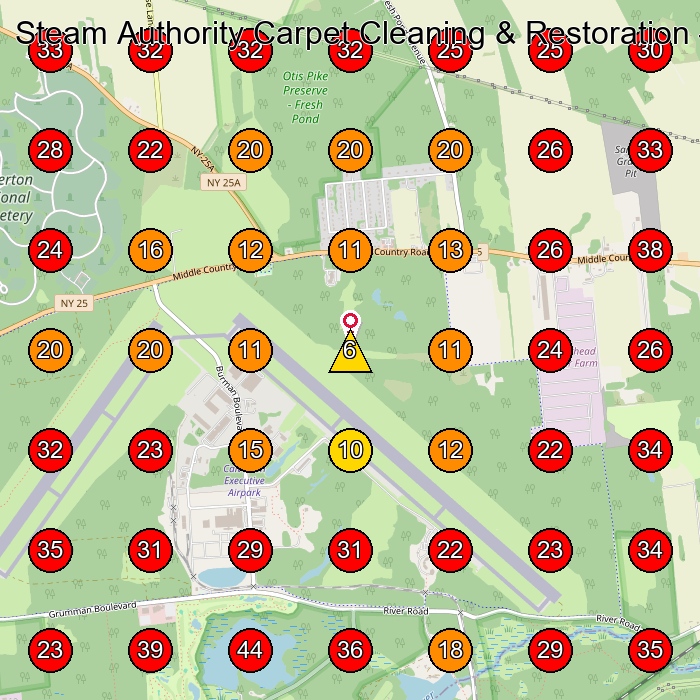 Steam Authority Carpet Cleaning & Restoration GeoGrid visibility map for Carpet Cleaning Service in None